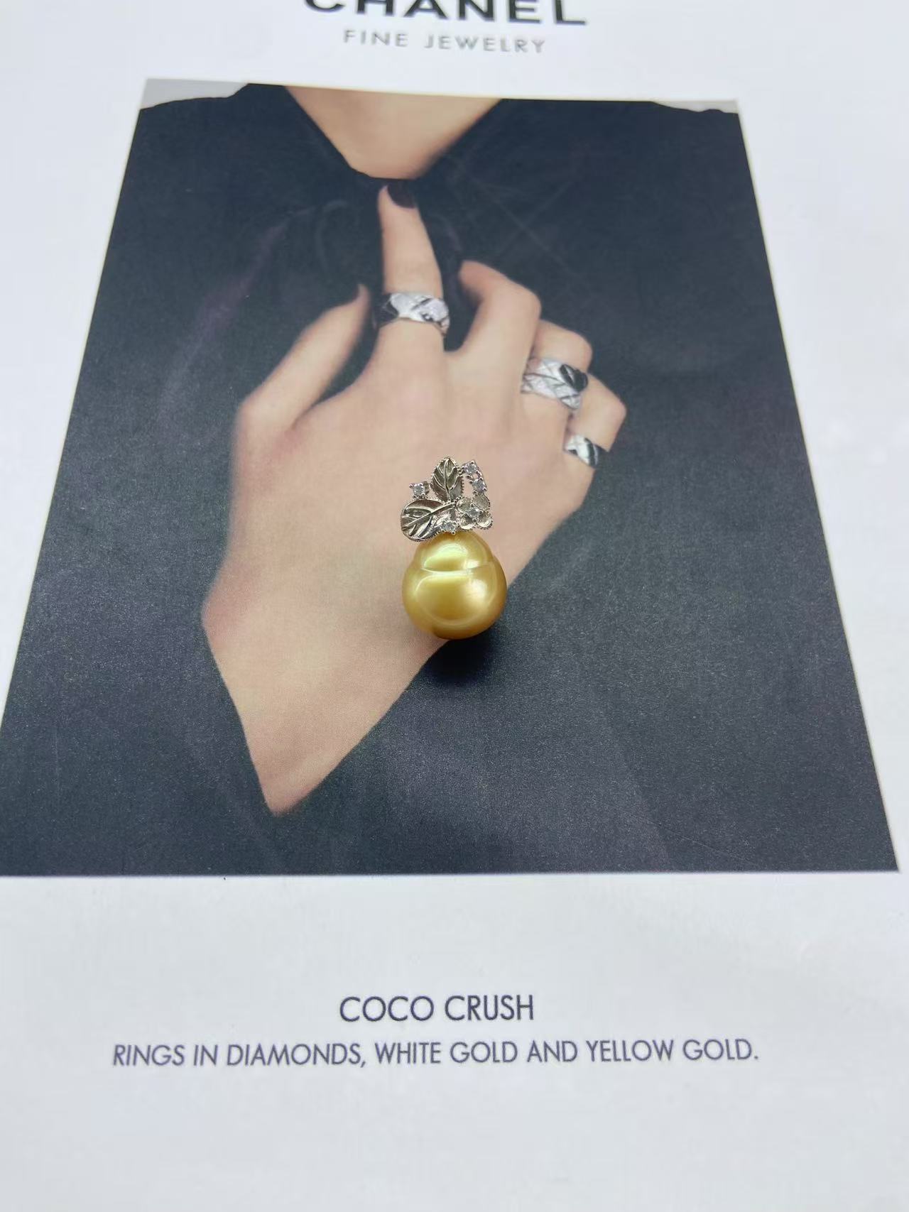 天然海水南洋金珠巴洛克吊坠13.8mm
