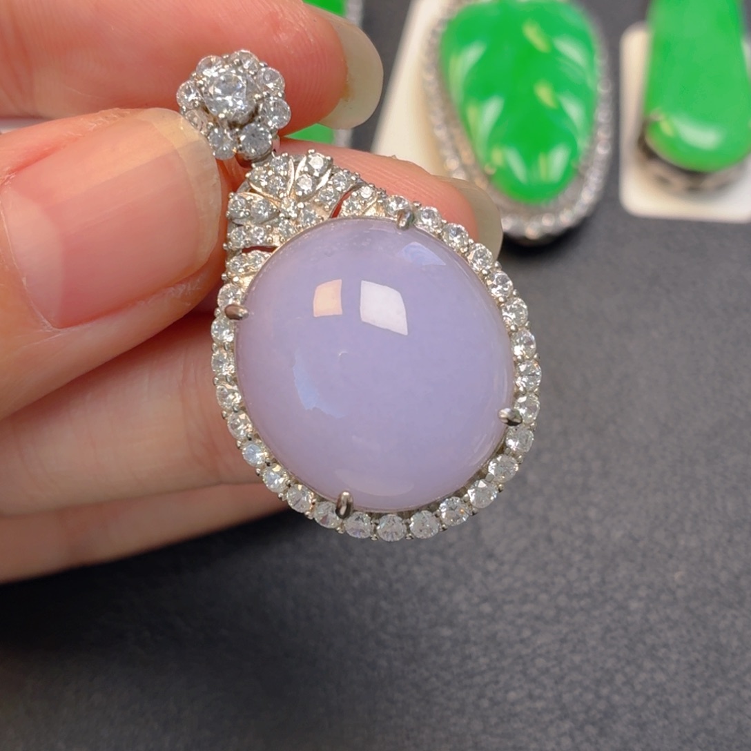 翡翠银S925镶嵌吊坠(不含链)