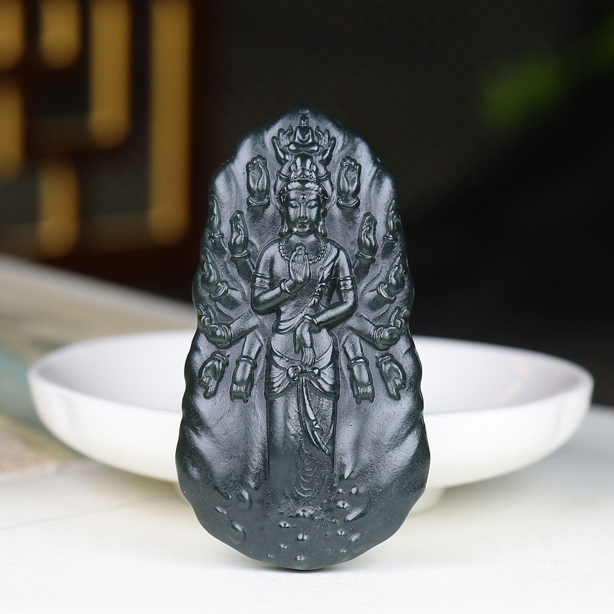 1220136和田玉青玉千手观音