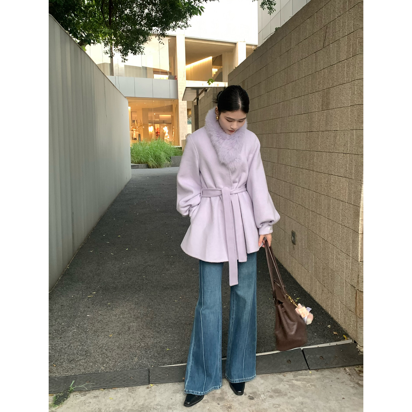 秋冬短款双面呢气质羊毛毛呢大衣女小个子宽松外套WG1169