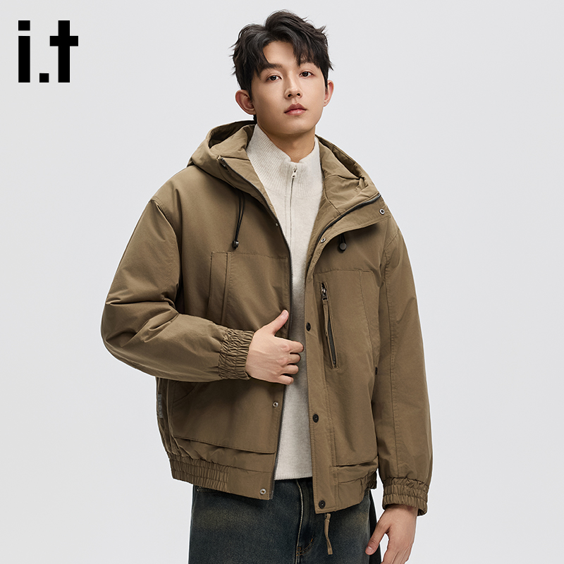 FIVE CM男士冬季新款时尚潮流美式连帽加棉加厚透气上衣外套
