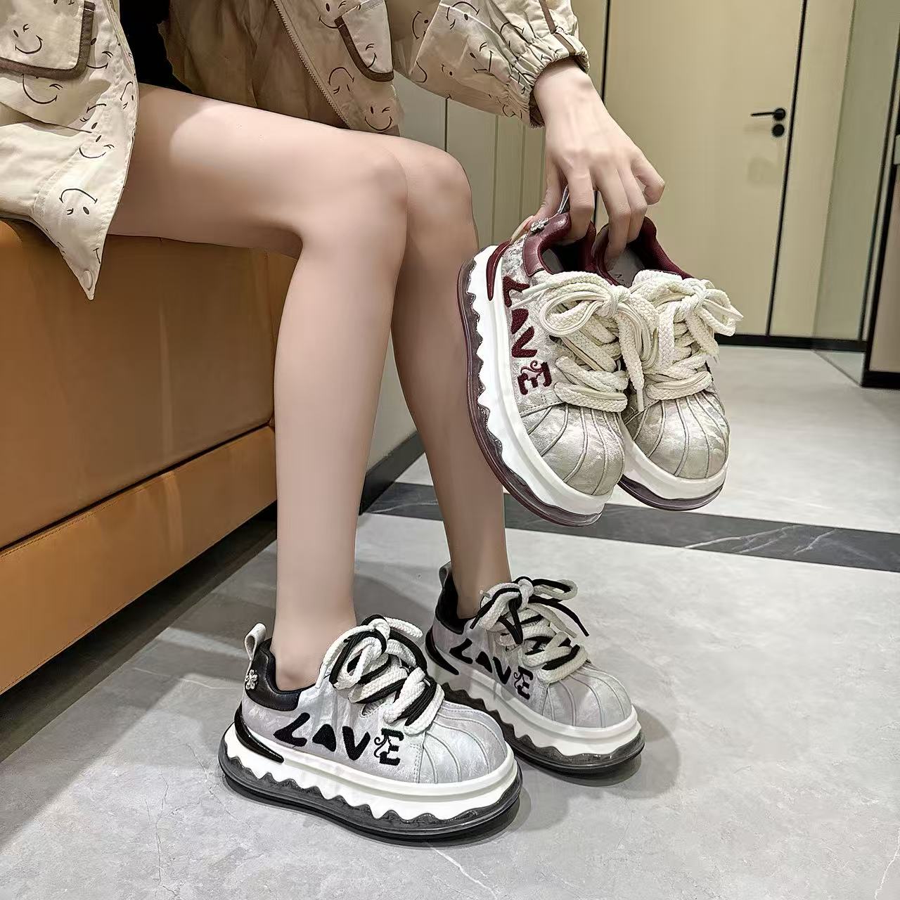 【L❤VE】设计师款小众增高厚底潮鞋ins潮流休闲百搭时尚透气板鞋