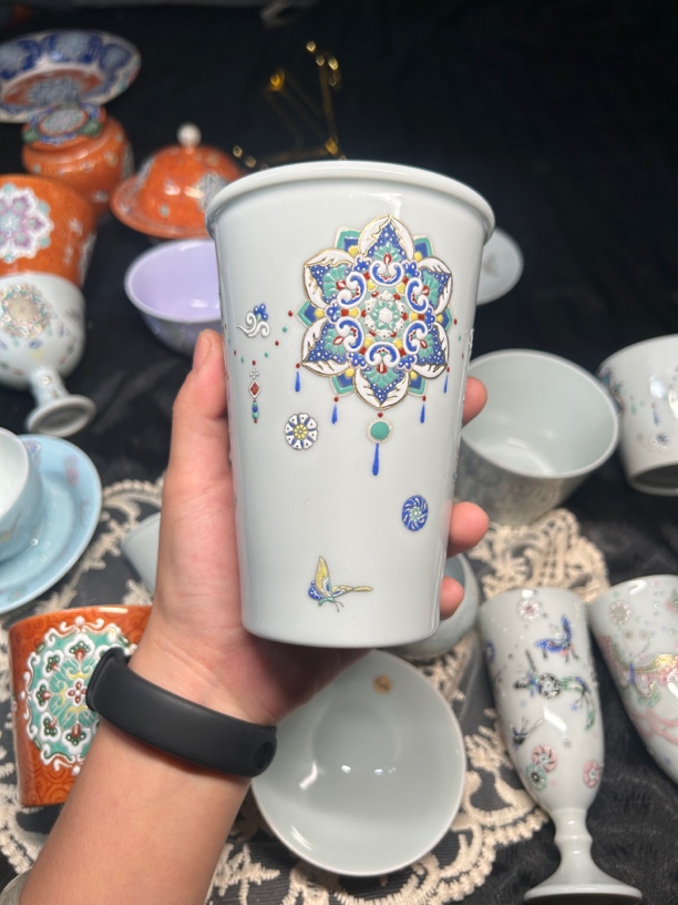 宝相花珐琅彩可乐杯