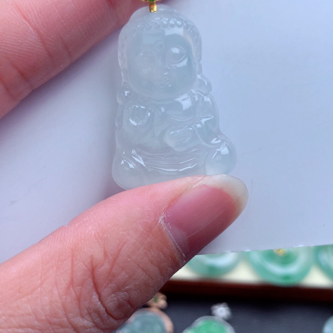 翡翠吊坠(不含链)18K金镶嵌