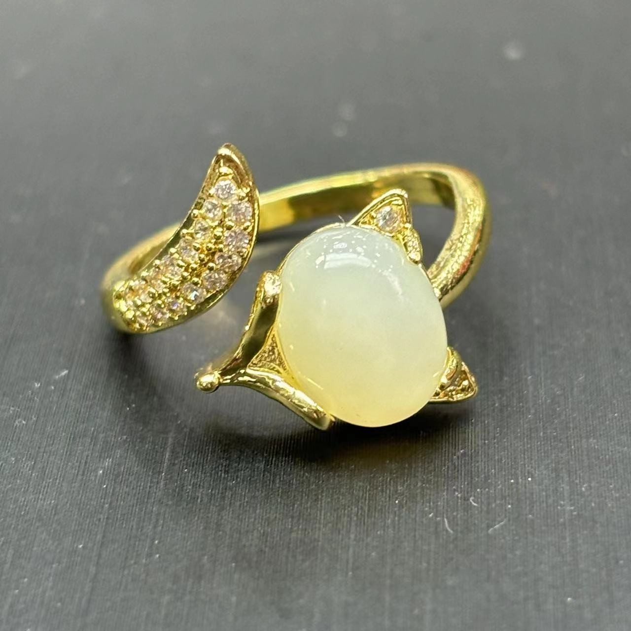 HT4537（玉夫人）和田玉狐狸戒指-活口-送礼佳品