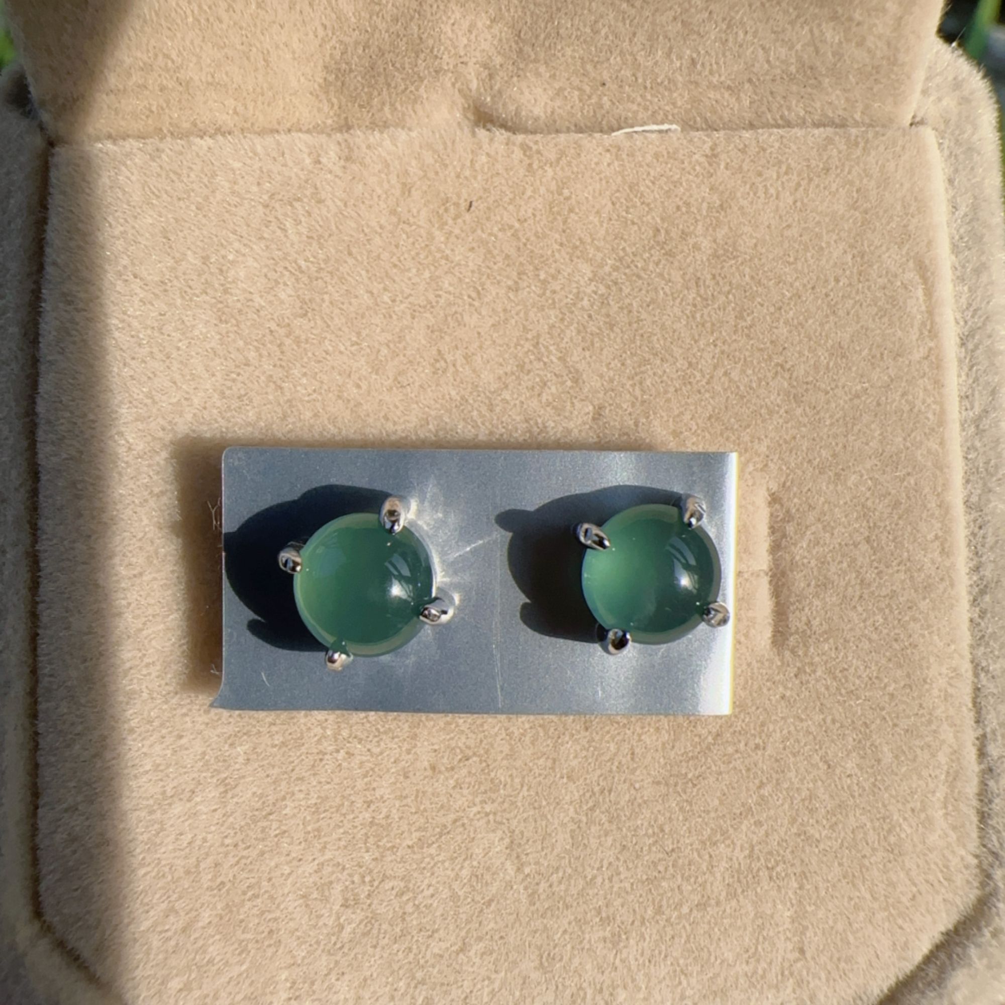 天然A货翡翠裸石6mm简约耳钉手工气质时尚百搭女士经典精美