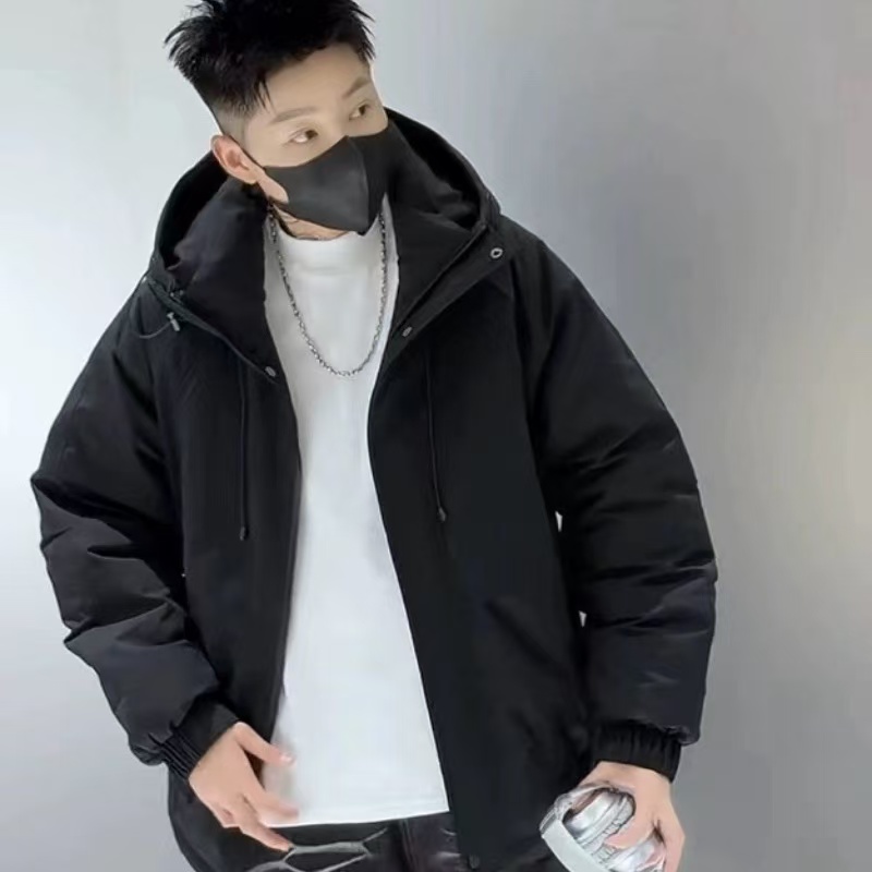 格调美美8850秋冬新款连帽工装外套棉服男士宽松百搭拼接夹克男