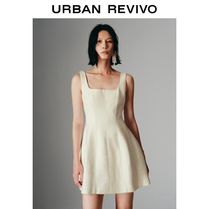 UR2025夏季新款女装都市气质分割线收腰无袖连衣裙UWG750113