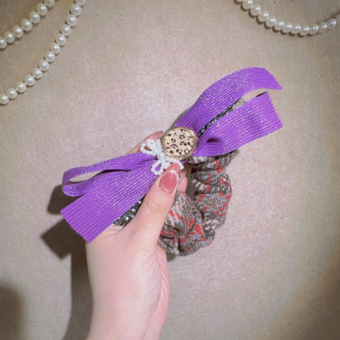 2025新款气质发圈双层紫色蝴蝶结轻奢高级感清新甜美发圈女发饰