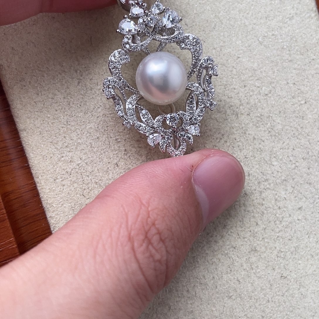 海水珍珠银S925镶嵌吊坠(不含链)