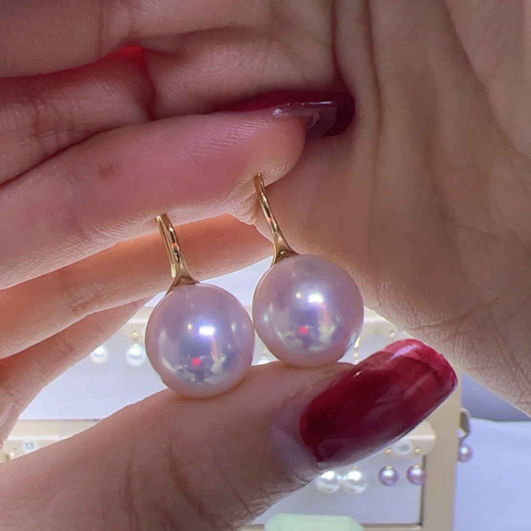 淡水珍珠耳饰18K金镶嵌