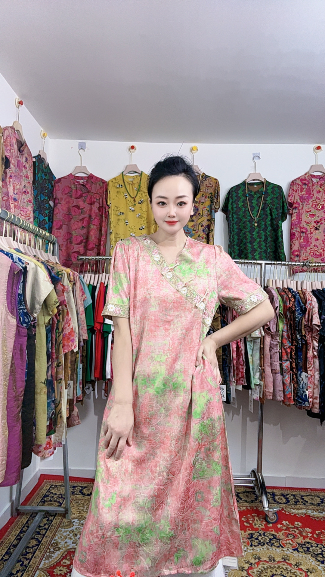 413款民族风中式连衣裙