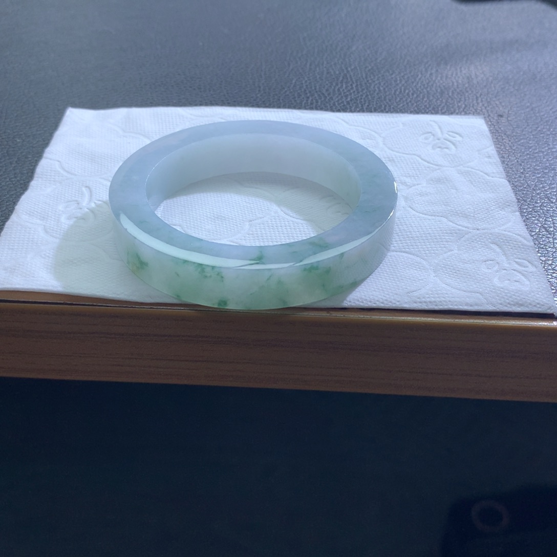 定制翡翠未镶嵌翡翠手镯冰飘花小碎花半山水