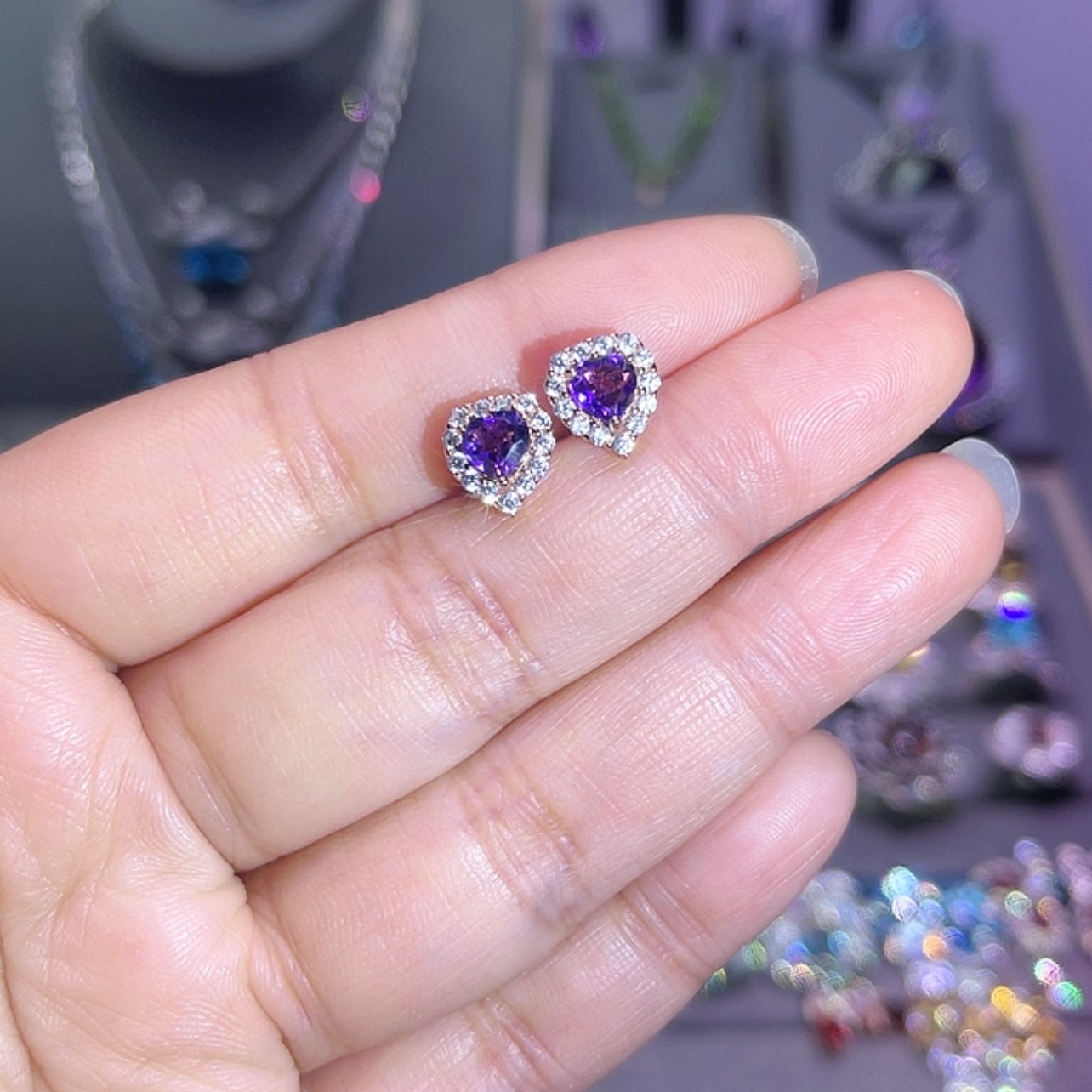 【闪购商品】紫晶耳饰银S925镶嵌耳饰