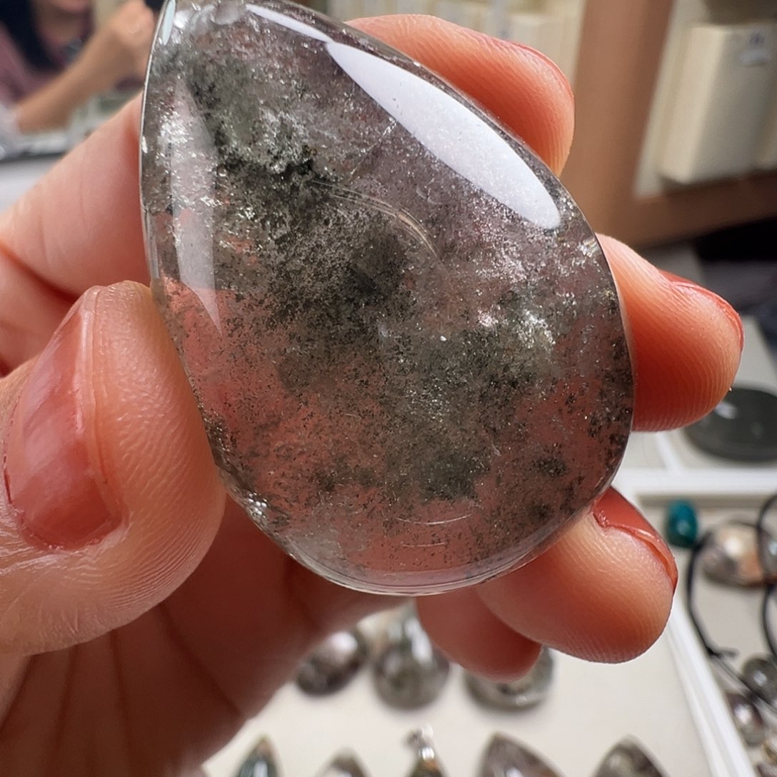 水晶银S925镶嵌颈饰天然幽灵水晶