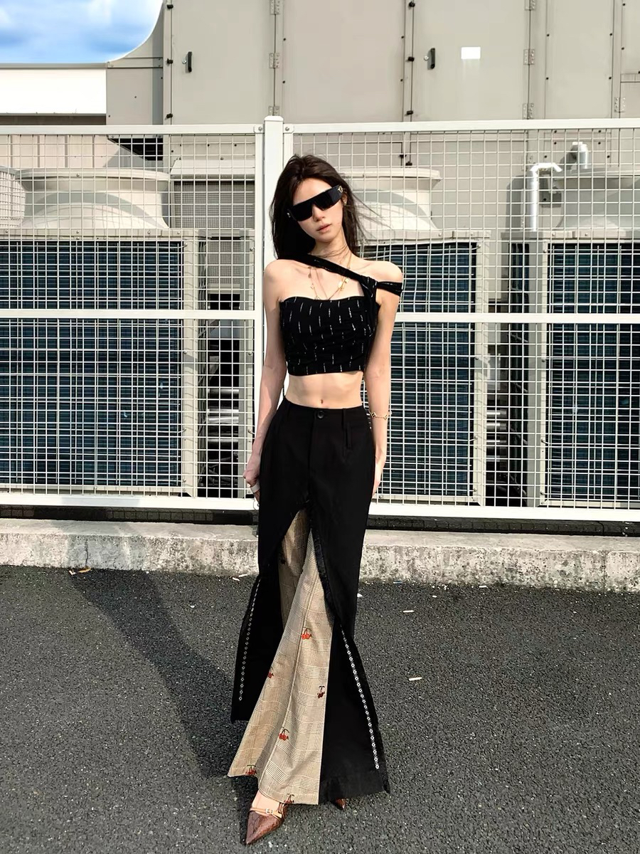 古奈家夏季带胸垫➕防滑条挂脖闪闪辣妹纽带两穿背心上衣