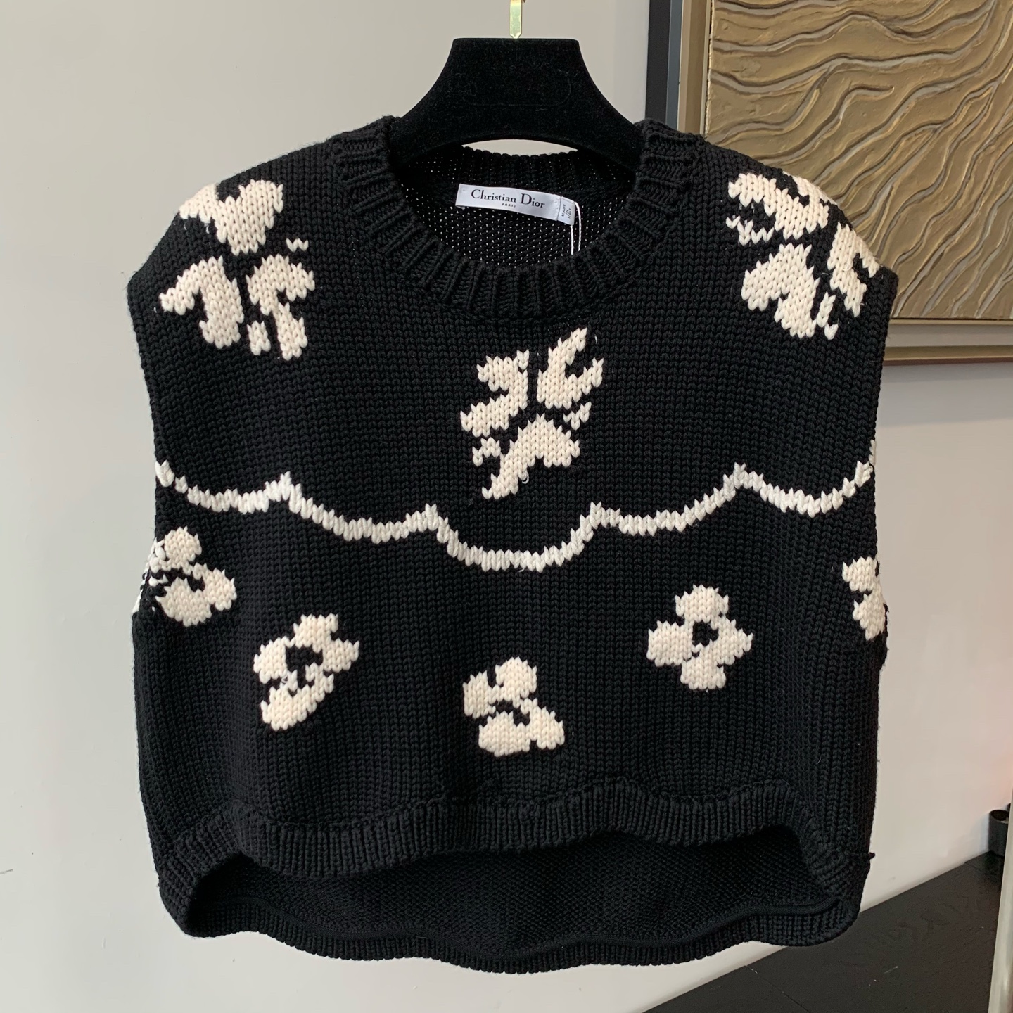 99新 DIOR/迪奥 迪奥黑色羊毛针织背心34码