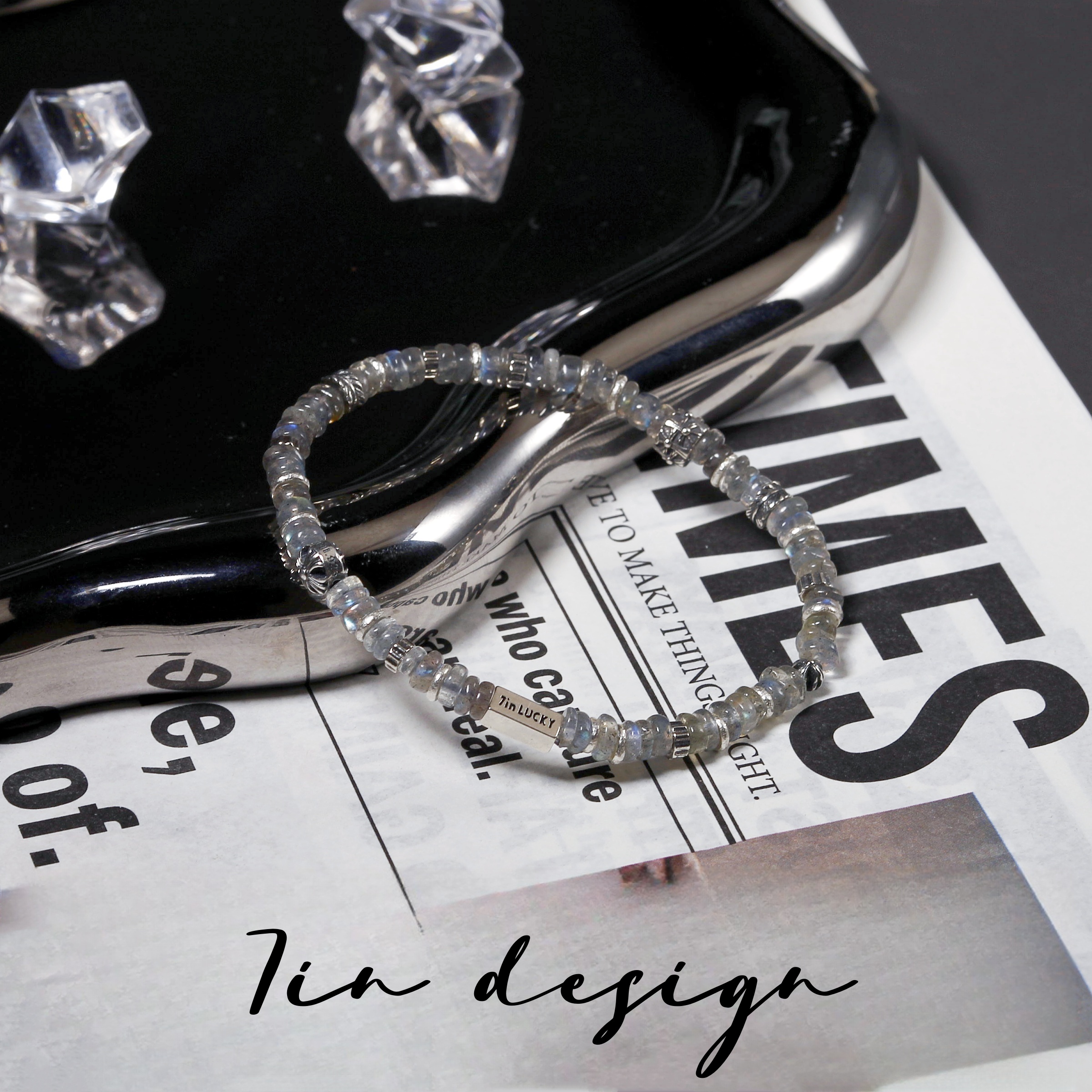 925银手链 7in【银河】原创小众设计复古手作灰色s925手串