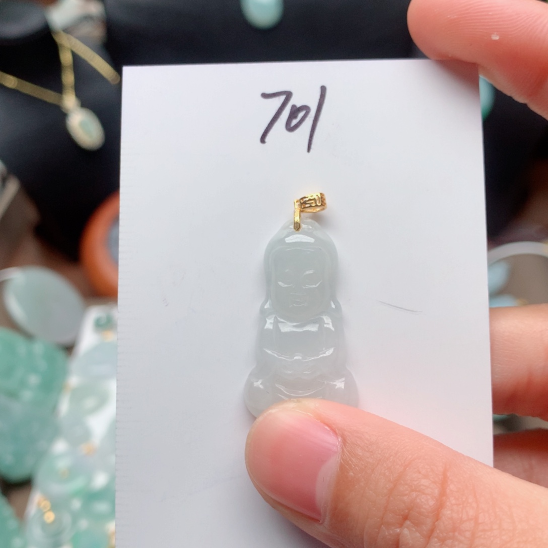 翡翠颈饰银S925镀金镶嵌吊坠
