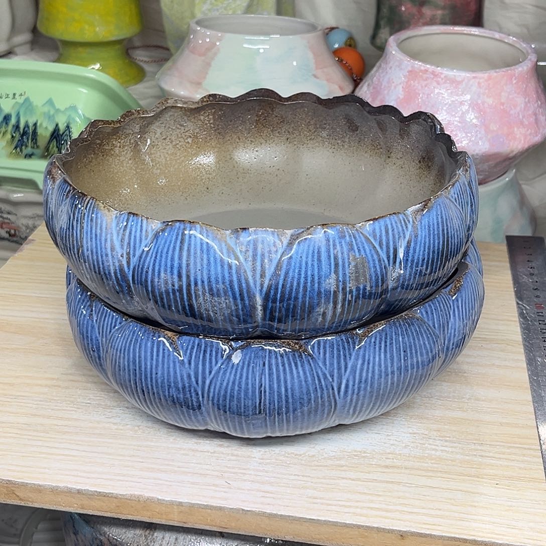 陶瓷绿植多肉微瑕花盆外口径：22*8.5打孔