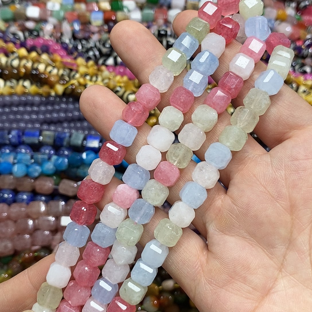 玛瑙/玉髓未镶嵌珠宝半成品摩根方糖卡10mm切面一条