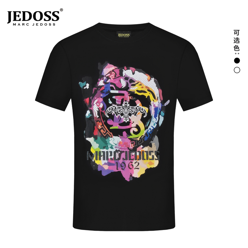 JEDOSS/爵迪斯文化衫2025夏季新款立体炫彩胶印短袖T恤潮YF027