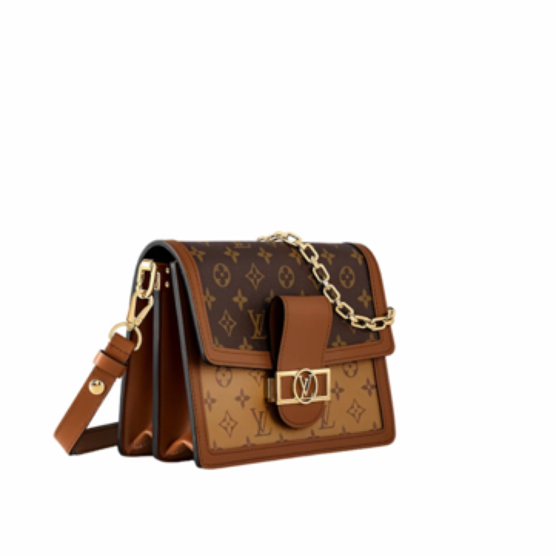 未使用 LouisVuitton/路易威登 达芙妮中号新款带铜牌单肩斜挎包