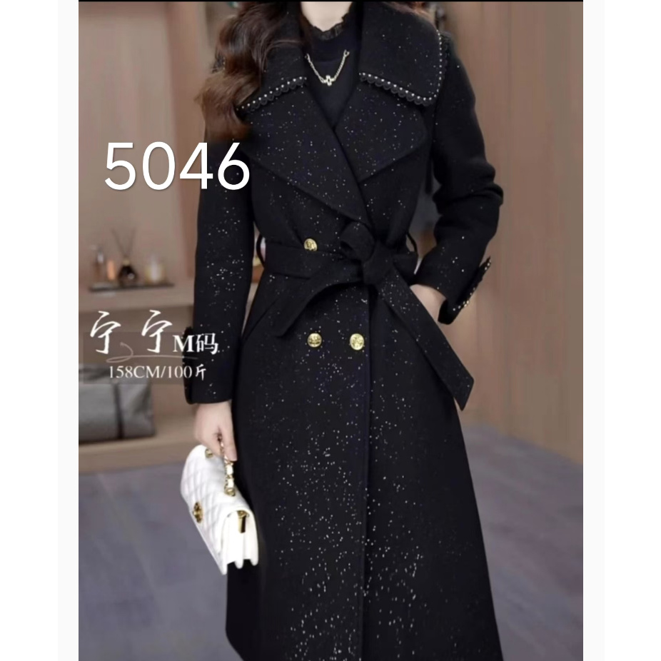 高档加厚中长款大衣2025秋冬季新款时尚高级气质5046