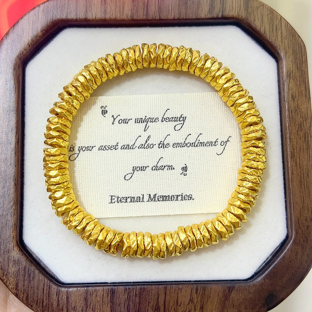 【思思专属】足金999满圈卡7素盘缠手链（弹力绳款85件）新年礼物