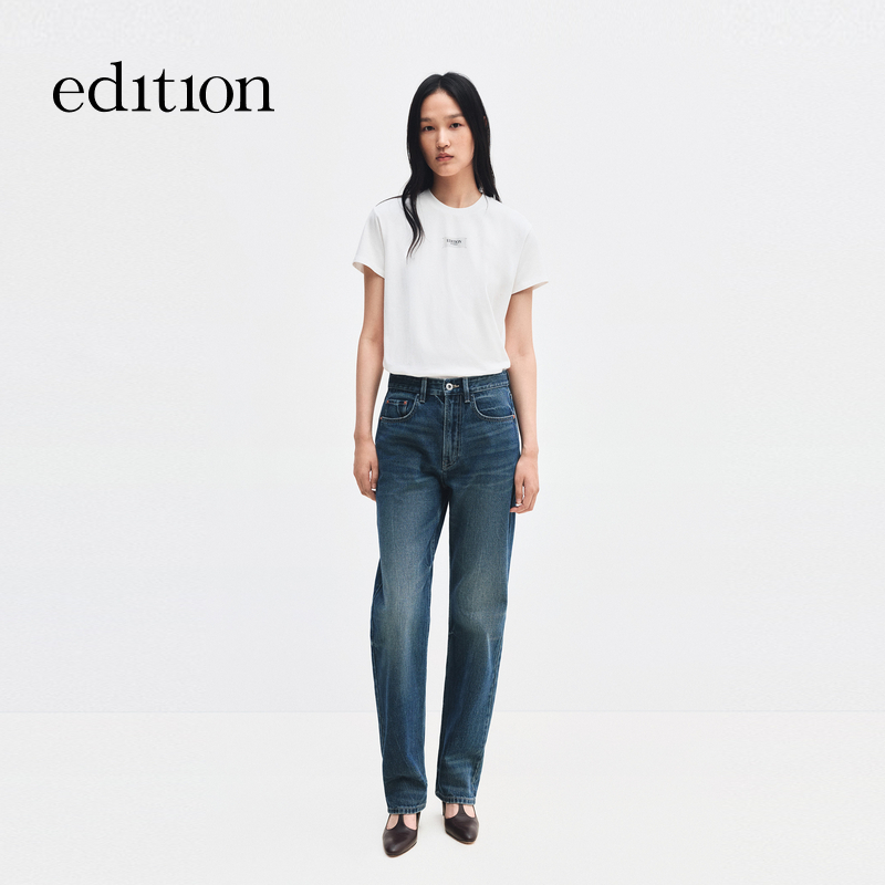 【商场同款】edition2026春季新款复古瘦直筒棉牛仔裤#EBF1JEN013