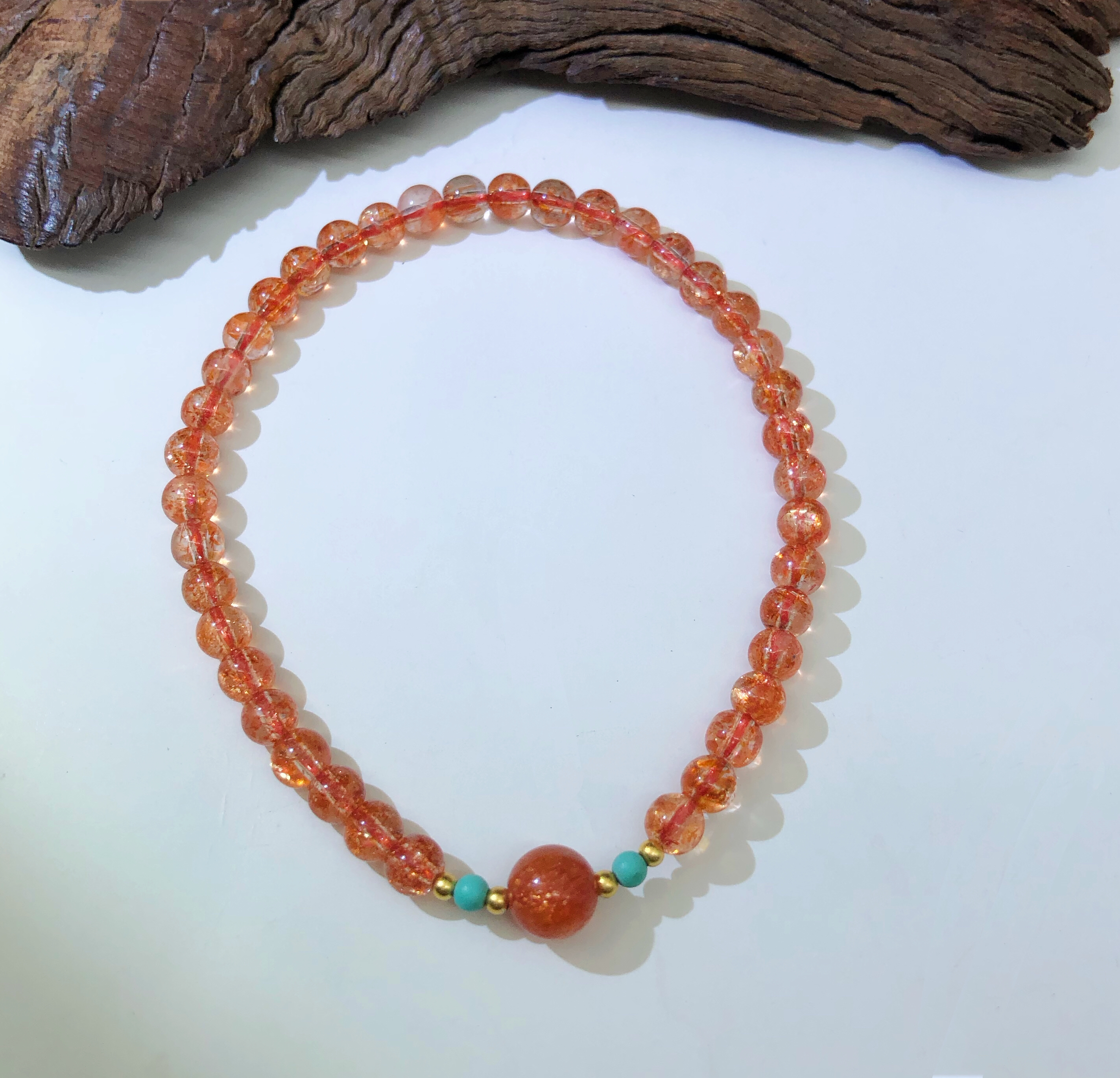 【圣芭黎】天然太阳石手串圆珠4+多样性发一D2048