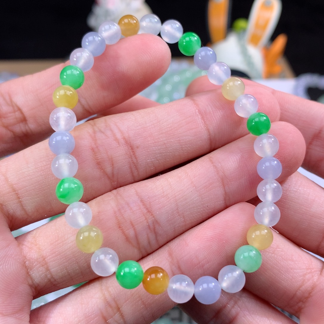 翡翠手链未镶嵌卡6m m