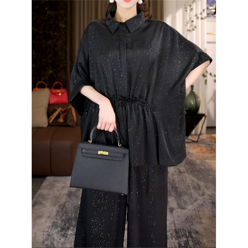 春款上新【月光】时尚休闲洋气气质宽松上衣裤子显瘦大码套装-0681#