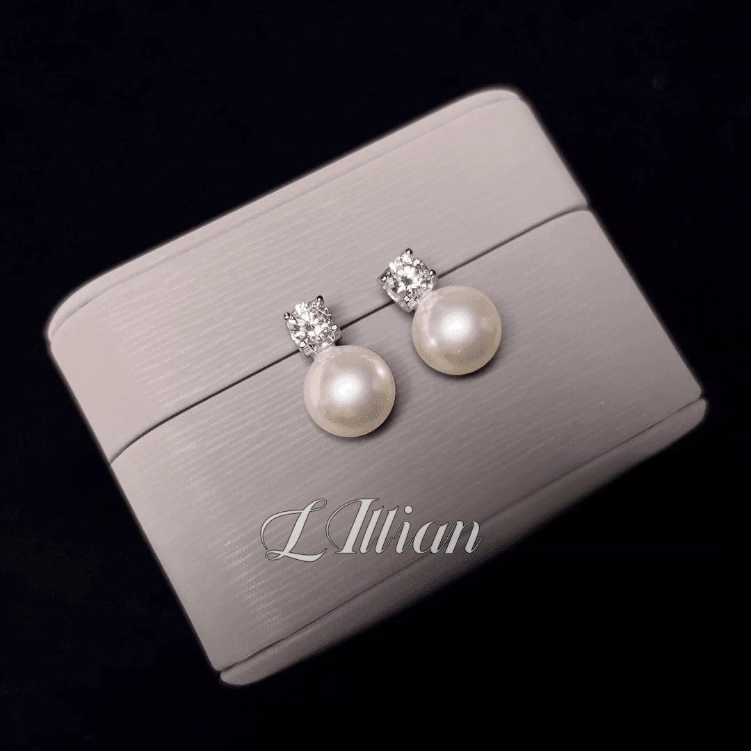合金仿珍珠耳饰 莉莉安 简约款大白珠珠耳钉EPL02