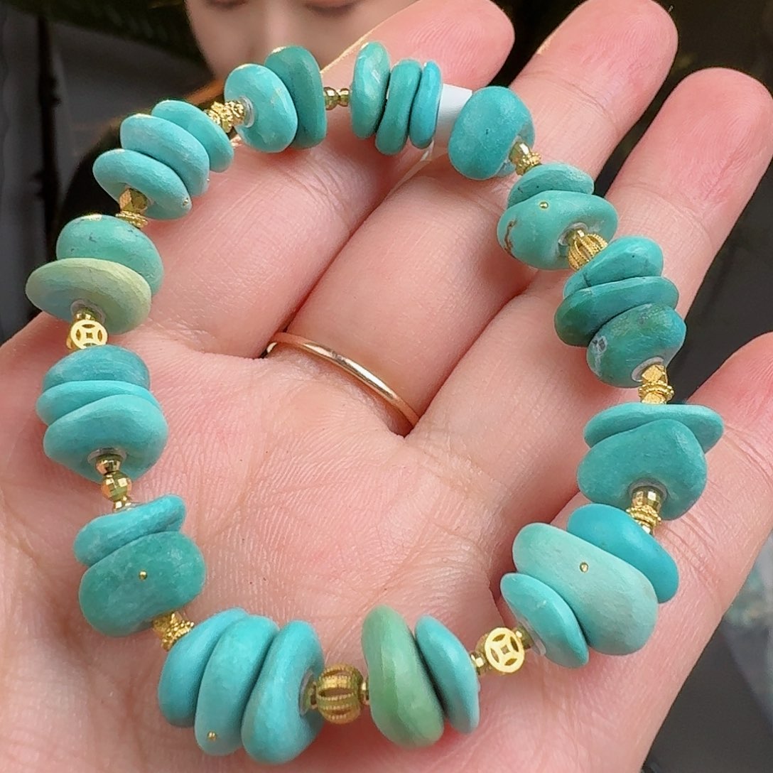 绿松石珠宝奇石18K金镶嵌