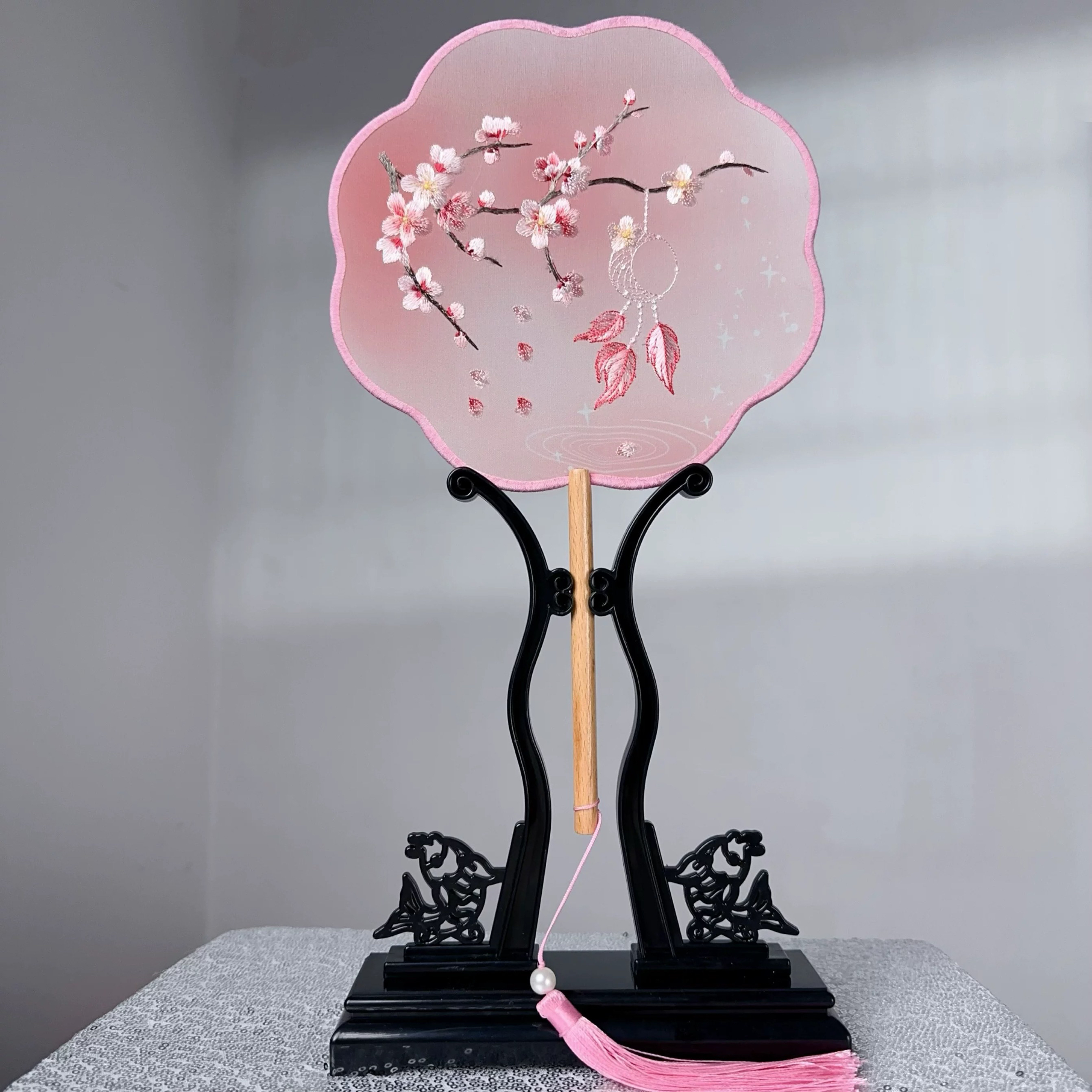 梅兰竹菊古风团扇双面刺绣汉服旗袍古装扇子舞蹈圆扇道具礼品扇夏