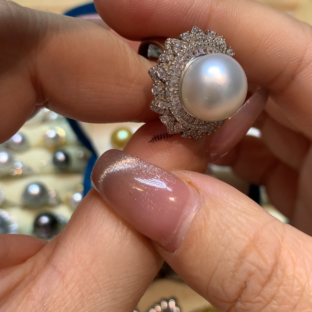 海水珍珠戒指银S925镶嵌