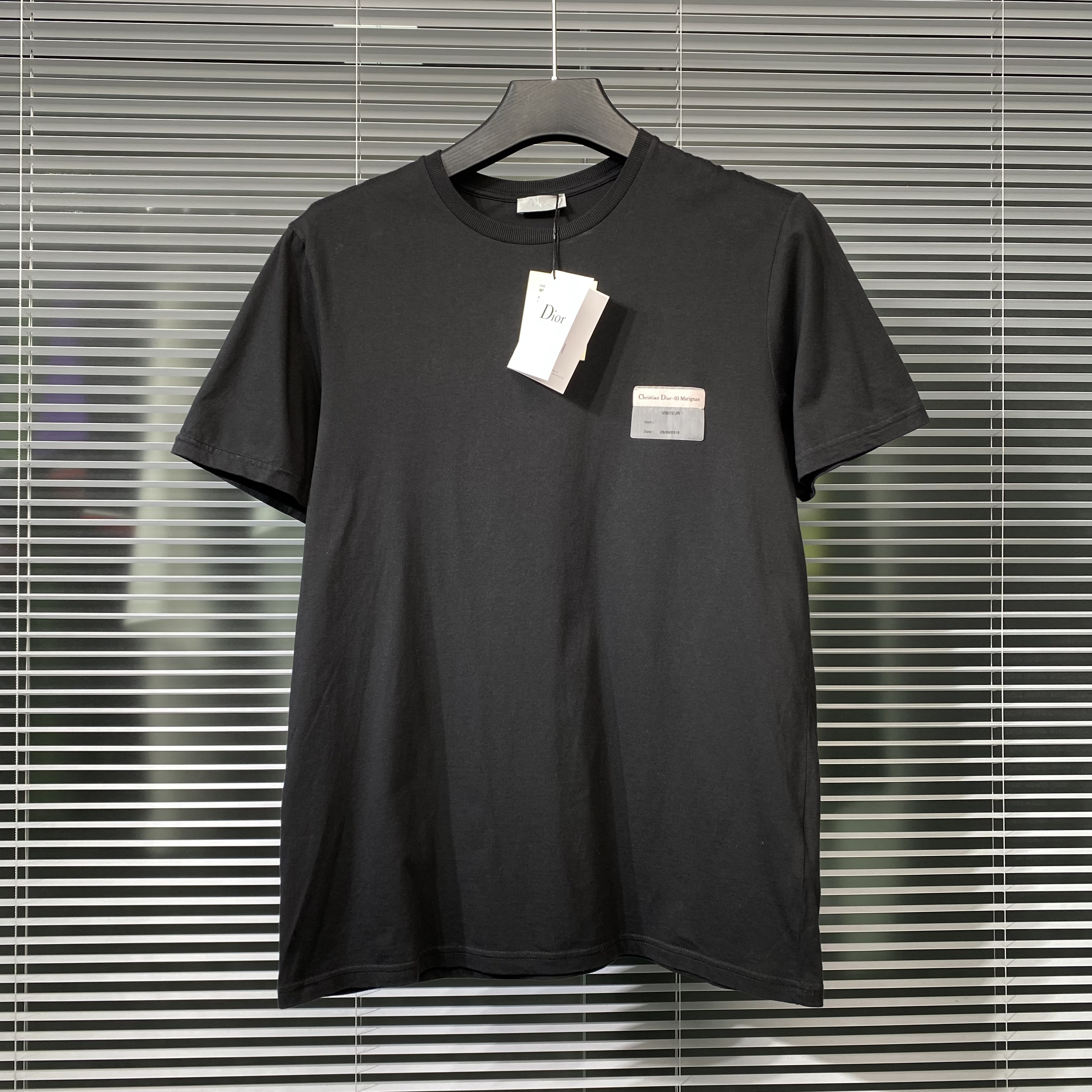 99新 DIOR/迪奥 短袖 T恤 铭牌标语贴布logo 黑色 L码 wj17
