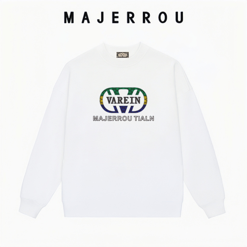 【21号链接】三色刺绣圆V卫衣轻奢百搭高档欧美时尚男士新款长袖