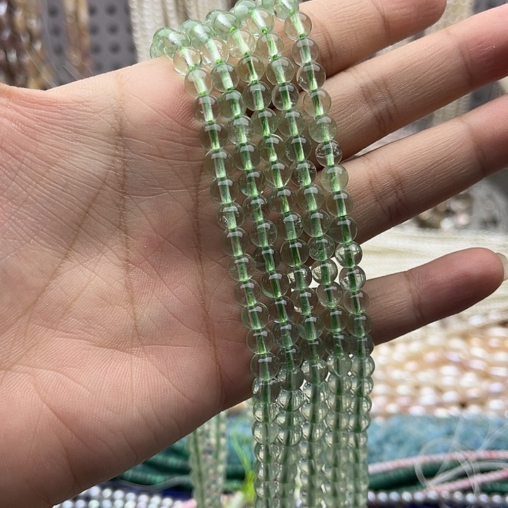 未镶嵌玛瑙/玉髓珠宝半成品一条6mm左右绿萤石