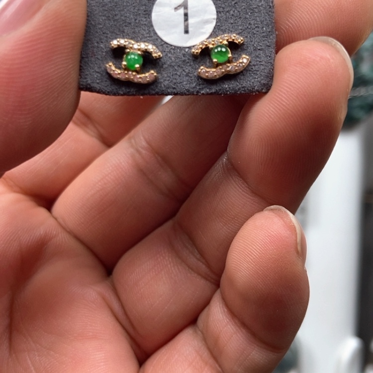 【闪购商品】翡翠耳饰银S925镶嵌耳饰