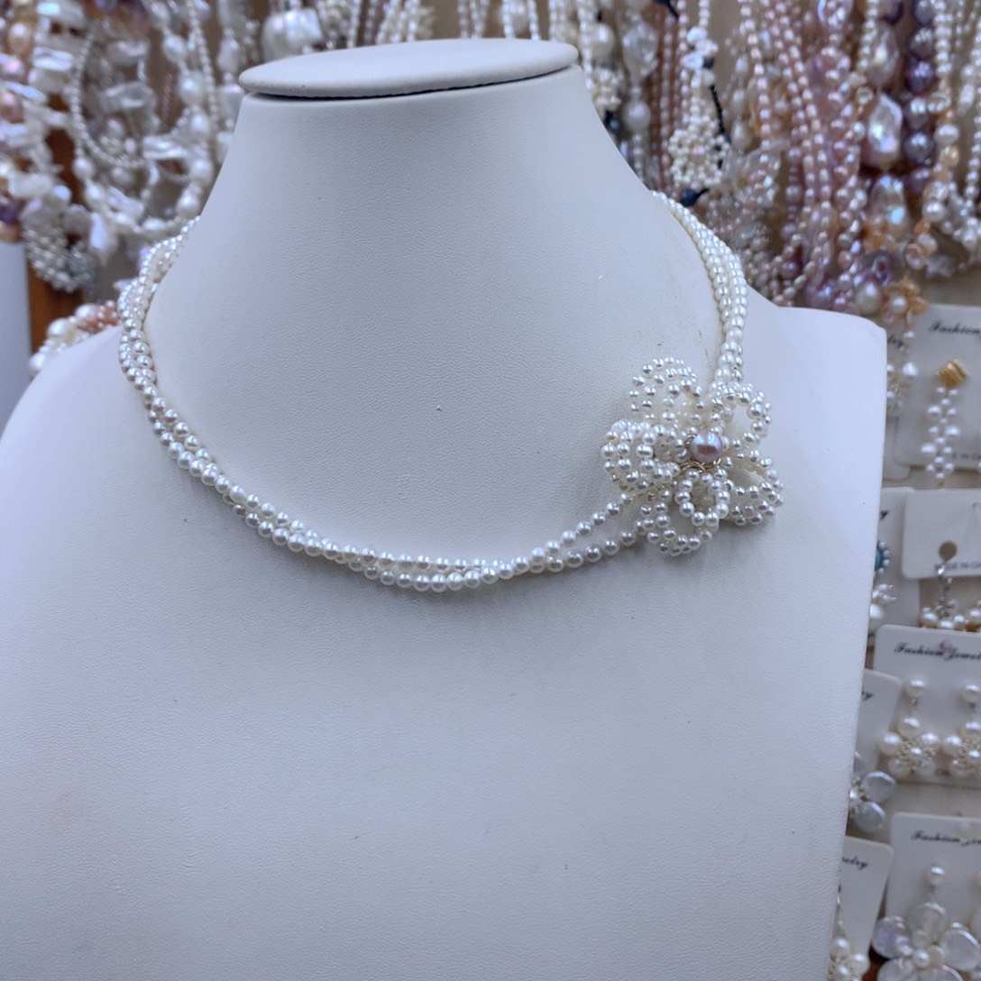 银S925镶嵌项链耳饰淡水珍珠