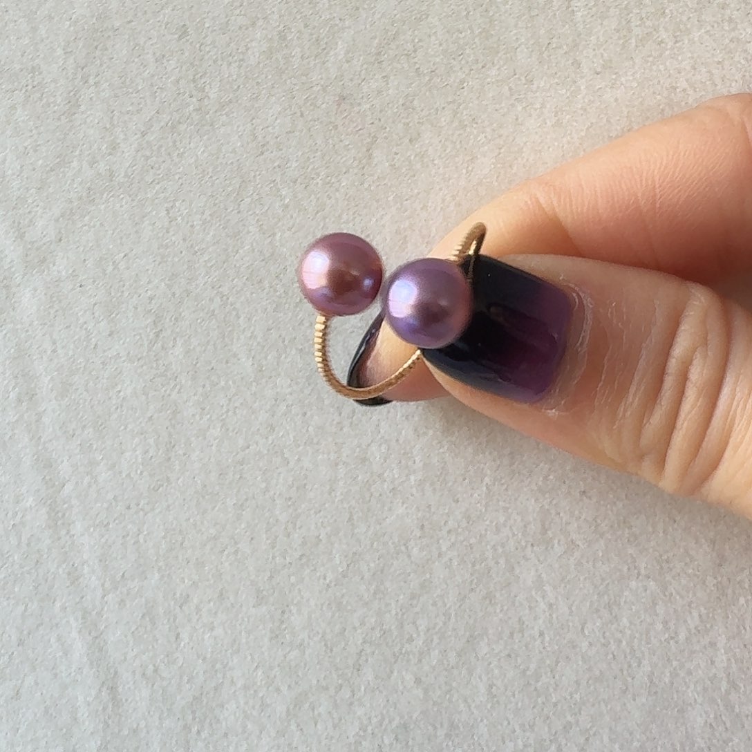 淡水珍珠戒指银S925镶嵌双珠戒指