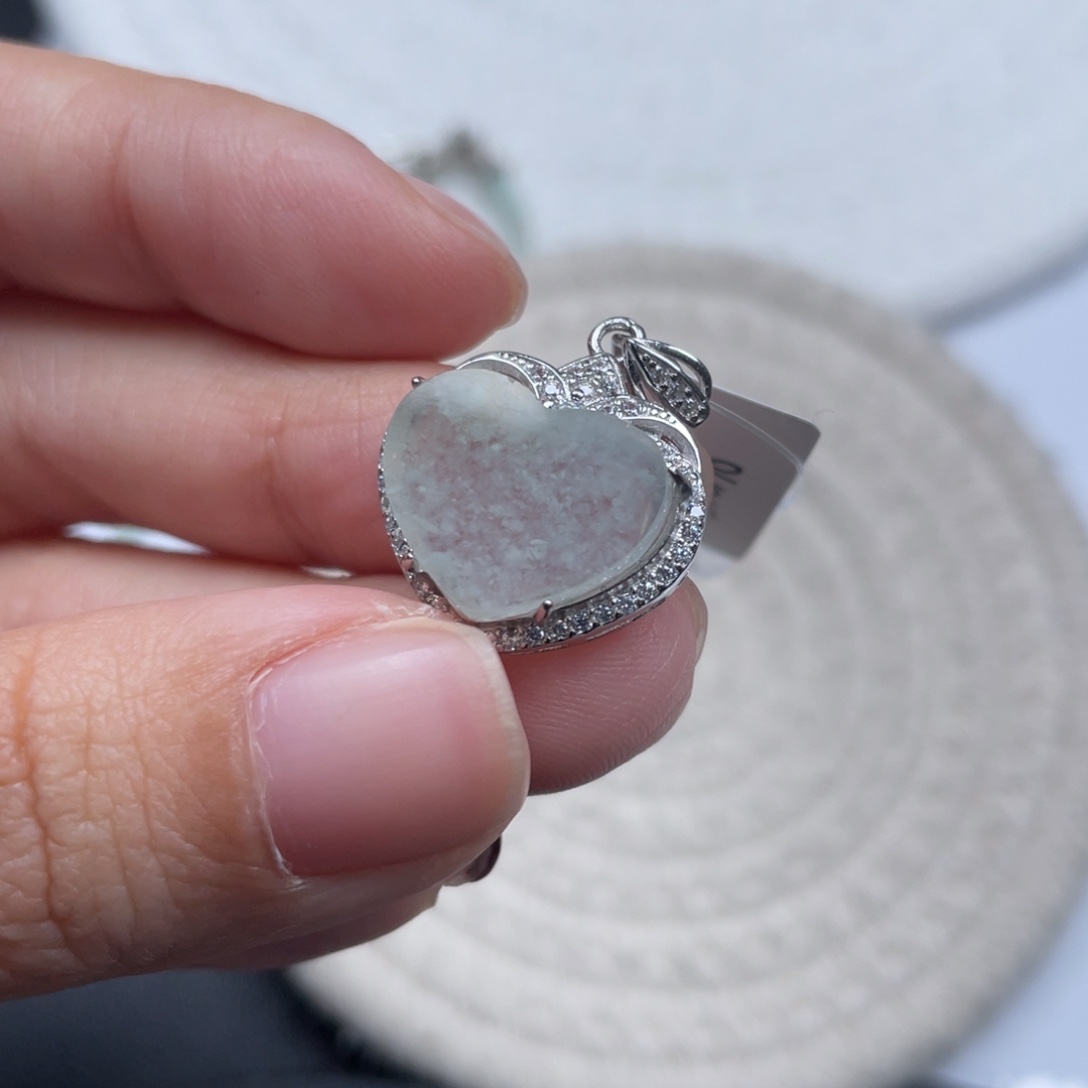 翡翠银S925镶嵌颈饰天然A货缅甸翡翠