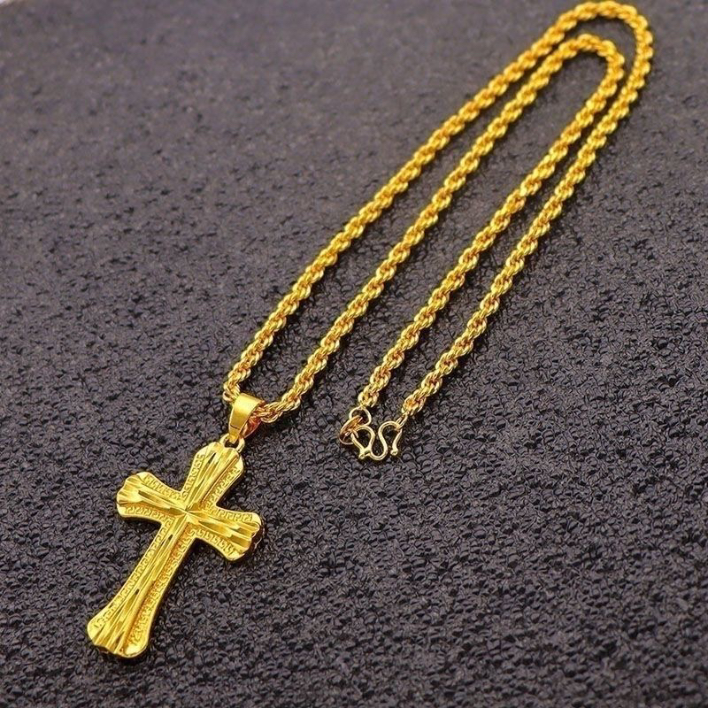 合金吊坠 吊坠十字架水波链麻花链男女同款项链首饰