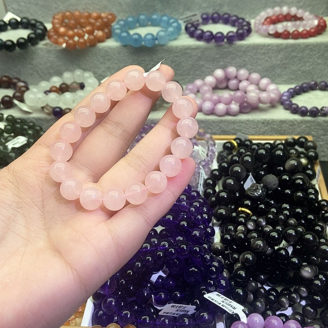 水晶手链未镶嵌熊**贝粉水晶10