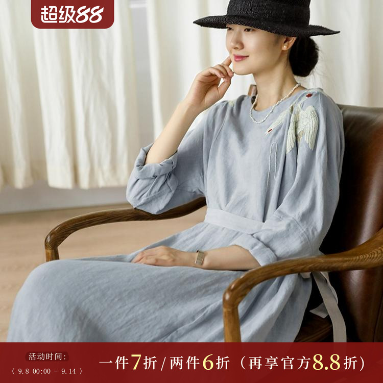 【经典回归】牧衣原创设计汉麻民族风宽松袍子连衣裙女 不知东南