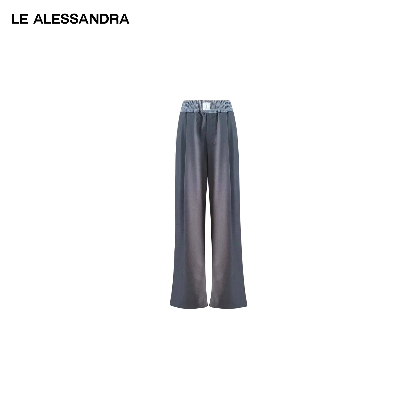 品牌直营 LE ALESSANDRA 牛仔拼接撞色宽松直筒西装裤
