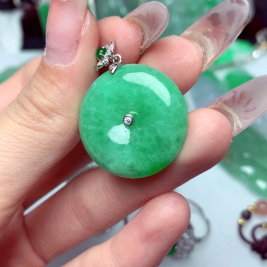 翡翠吊坠(不含链)银S925镶嵌