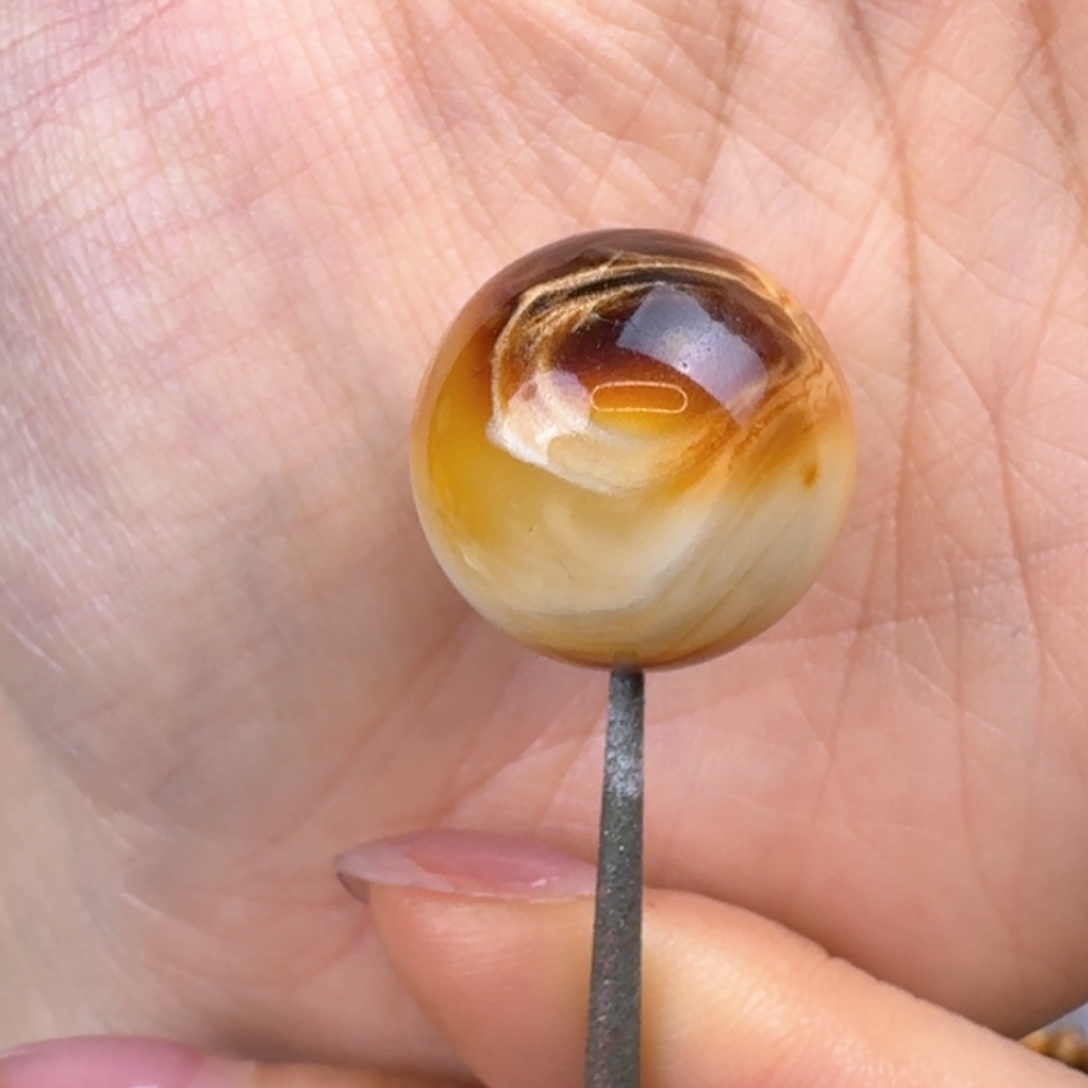 W***生琥珀未镶嵌裸石19.5mm沁色蜜蜡单珠